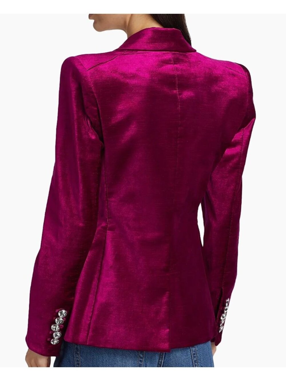 Veronica Beard Elam Dickey Velvet Crystal Blazer Fushia - Size 0 - Picture 4 of 12